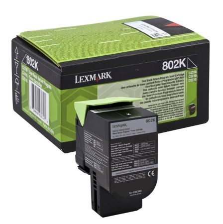 Lexmark 802K fekete toner; 1K (eredeti)  80C20K0